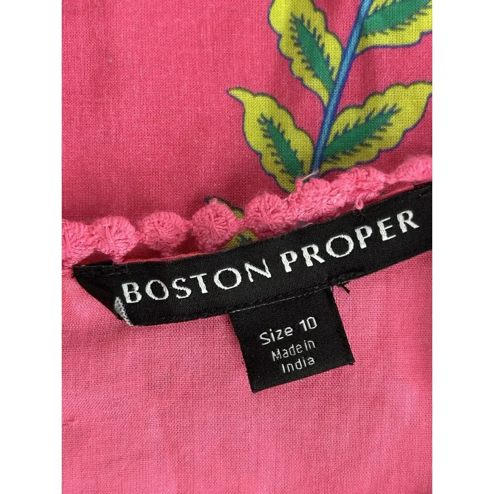 Boston Proper St Tropez tropical Beaded embellished V-neck Dress Size 10 - Picture 7 of 10